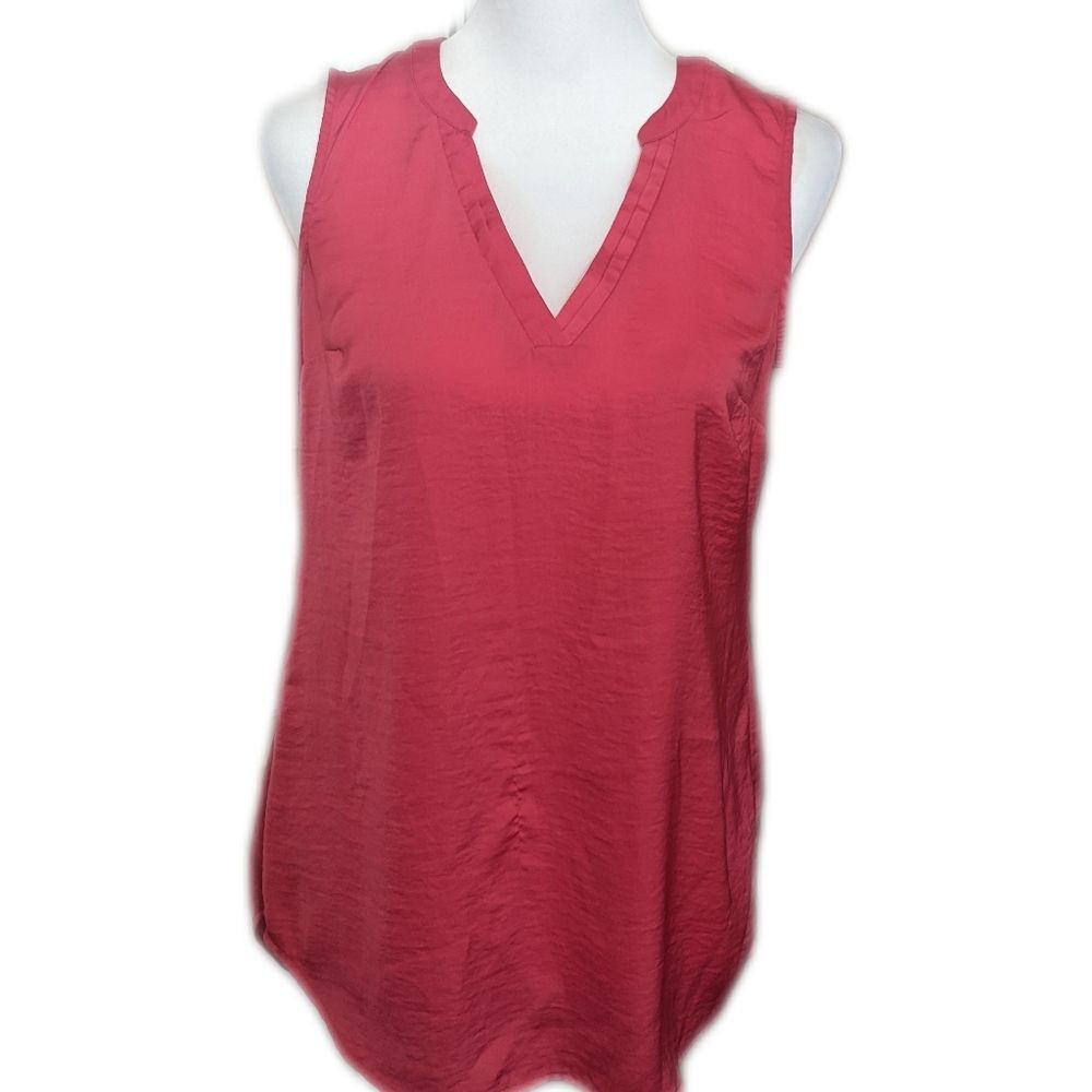 CAbi style #5364 hibiscus rose red sleeveless top, v-neck, XS